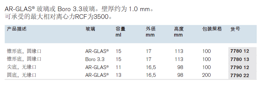 离心管，无刻度,普兰德/Brand,锥形底，圆缘口，Boro 3.3玻璃, 100个 778013