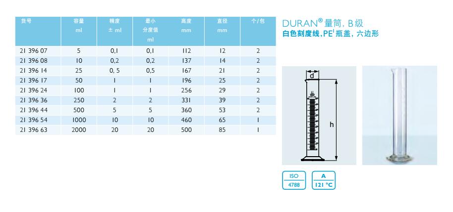 量筒（B级）,肖特,2139624 （100ml）