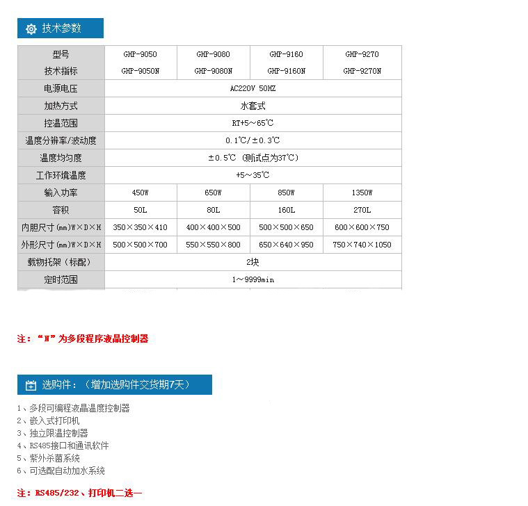 隔水式恒温培养箱,一恒,GHP-9270N