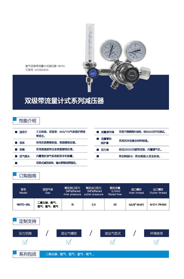 双极带流量计式系列减压器,华青,195TC-25L