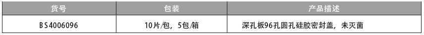 深孔板96孔圆孔硅胶密封盖,百赛生物,BS4006096 10片/包