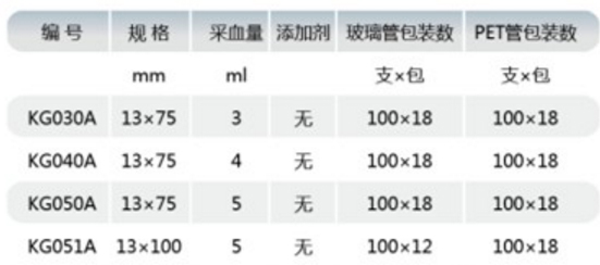 普通采血管,江苏康捷,KG040A 13×75mm  4mL  玻璃  1800支/箱