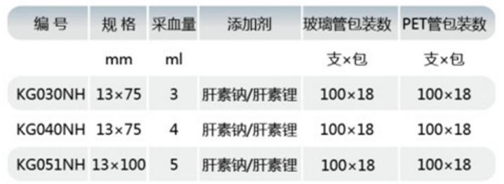 肝素管,江苏康捷,KG051NH  13×100mm 5mL 玻璃 1800支/箱