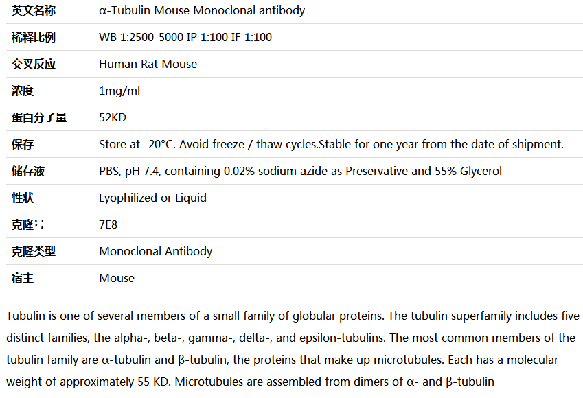 α-Tubulin antibody(loading control),索莱宝,M1000130-100ul