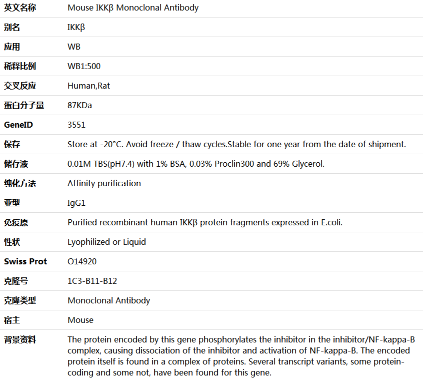IKKβ Antibody,索莱宝,K001391M-100ul