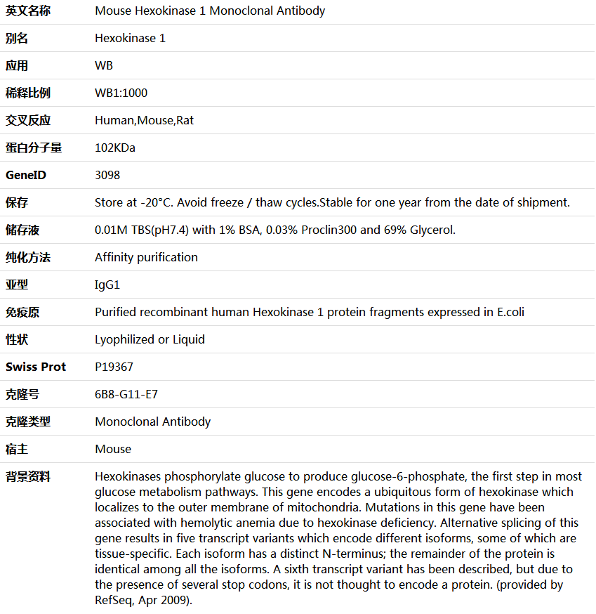 Hexokinase 1 Antibody,索莱宝,K001388M-100ul