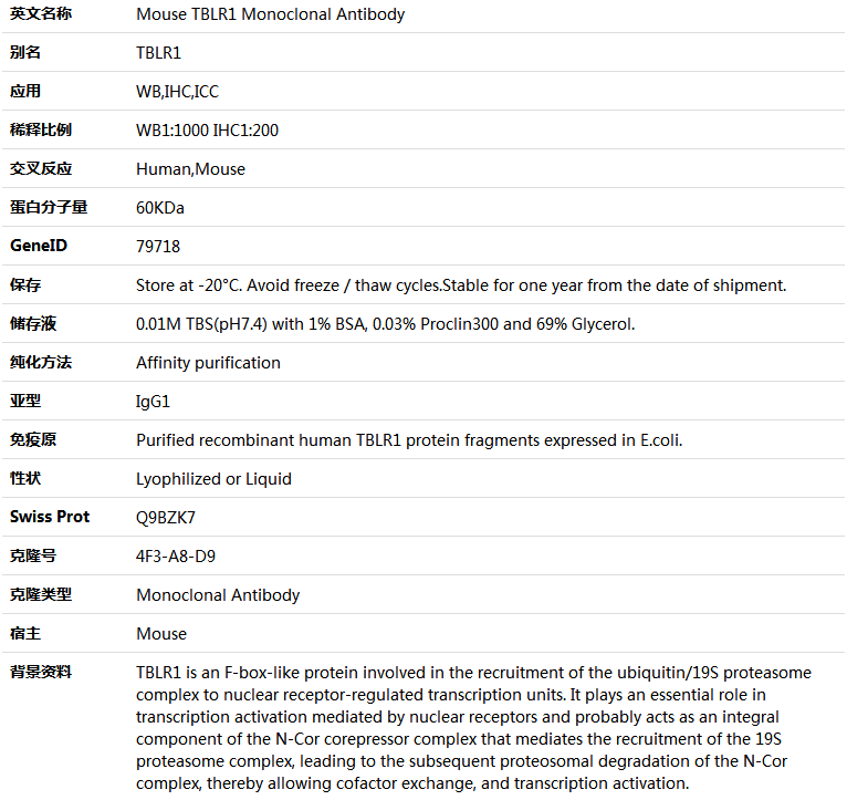 TBLR1 Antibody,索莱宝,K001366M-50ul