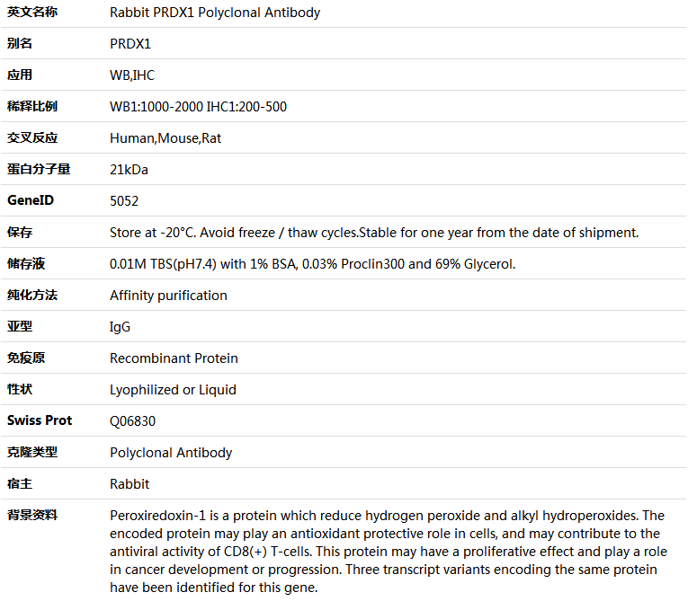 PRDX1 Antibody,索莱宝,K000480P-100ul