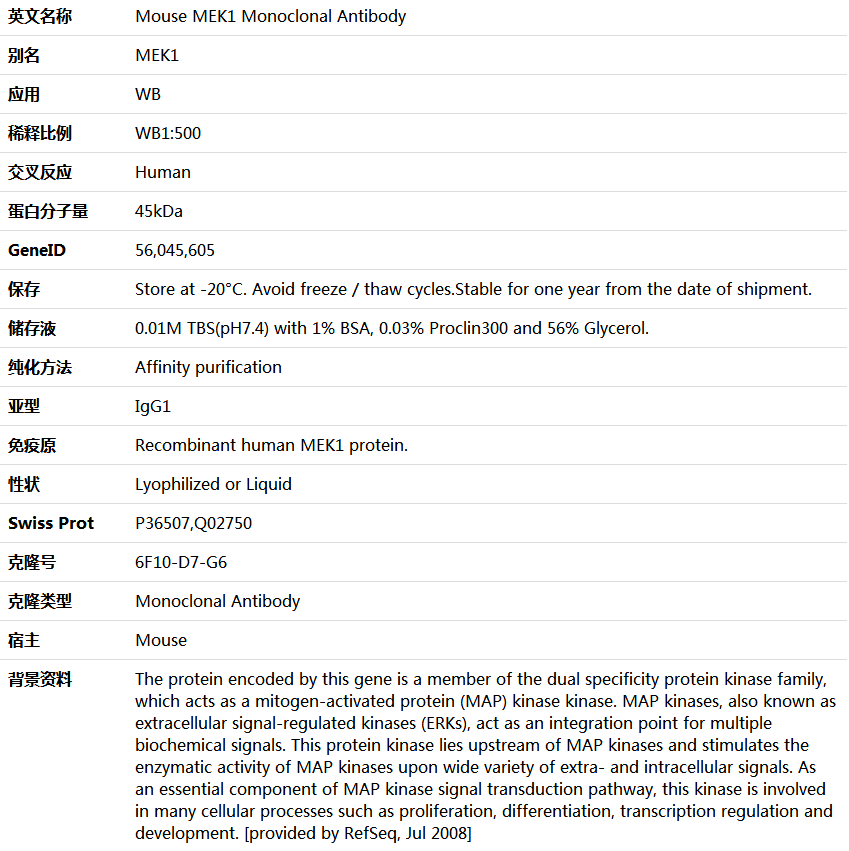 MEK1 Antibody,索莱宝,K000038M-100ul