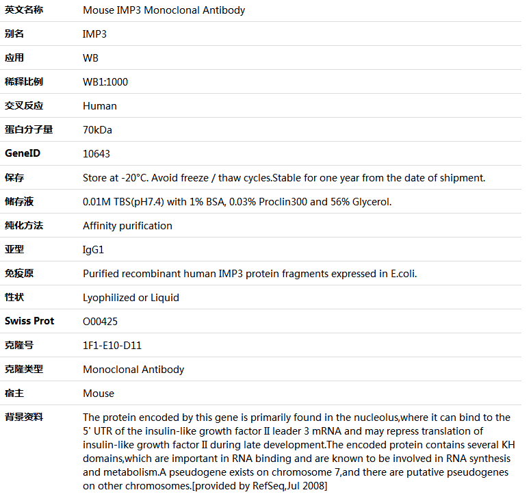 IMP3 Antibody,索莱宝,K000111M-100ul