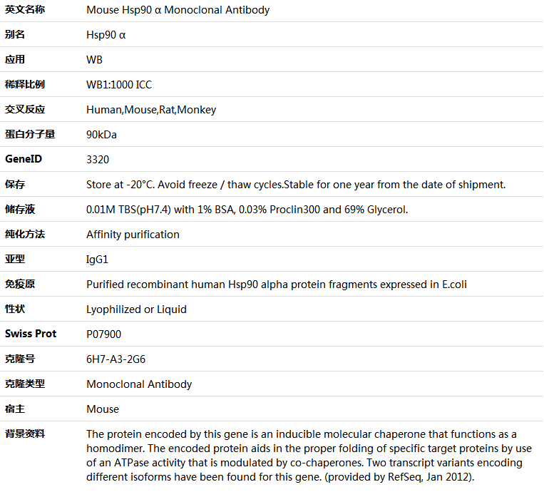 Hsp90 α Antibody,索莱宝,K000183M-100ul