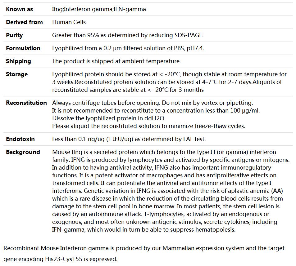 Recombinant Mouse Interferon γ/IFN-γ/IFNg,索莱宝,P00215-500ug