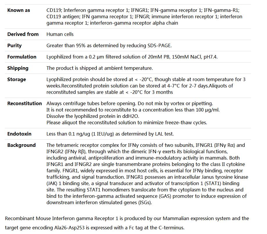 Recombinant Mouse IFN gamma R1/CD119(Fc fusion),索莱宝,P00200-50ug