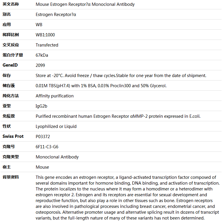 Estrogen Receptor?α Antibody,索莱宝,K000083M-100ul