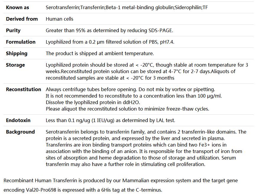 Recombinant Human Serotransferrin/Tf,索莱宝,P00182-1mg