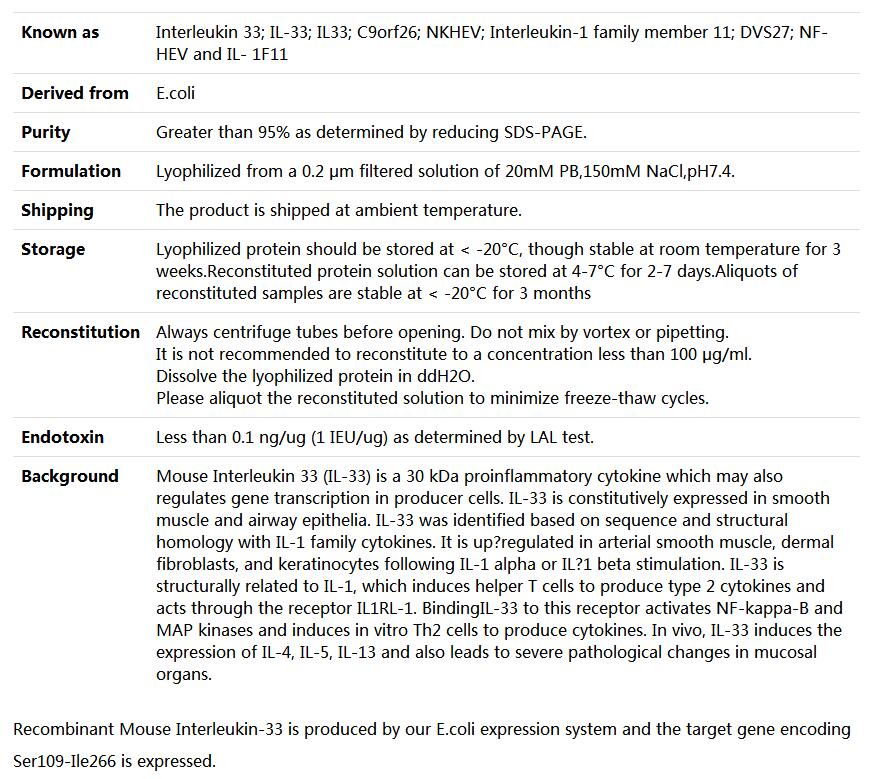 Recombinant Mouse IL-33,索莱宝,P00159-500ug