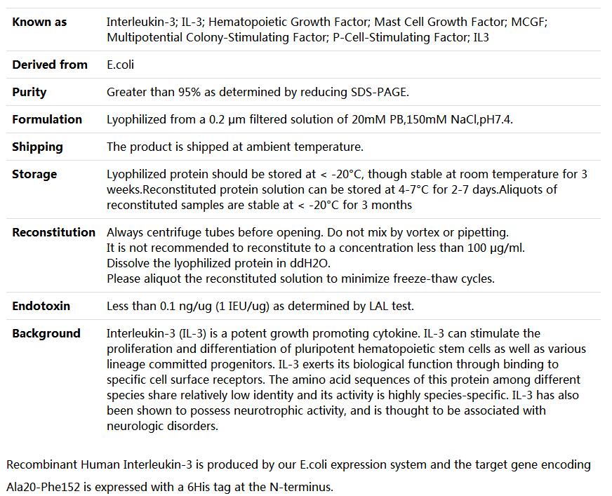 Recombinant Human IL-3,索莱宝,P00156-10ug