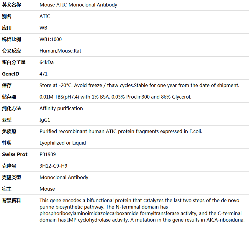 ATIC Antibody,索莱宝,K000068M-100ul