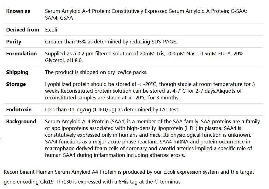 Recombinant Human Serum amyloid A /SAA4/CSAA,索莱宝,P00153-500ug