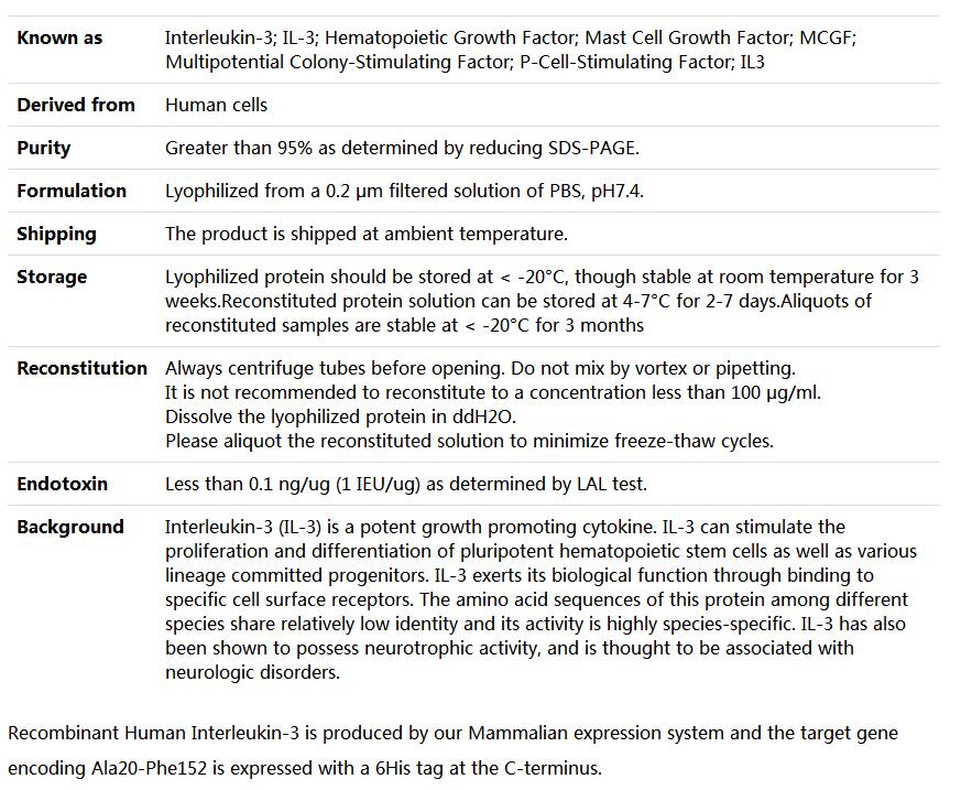 Recombinant Human IL-3,索莱宝,P00148-500ug