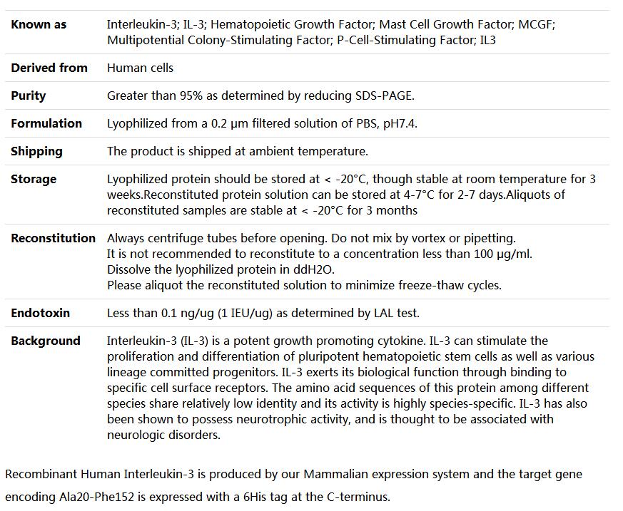 Recombinant Human IL-3,索莱宝,P00148-1mg