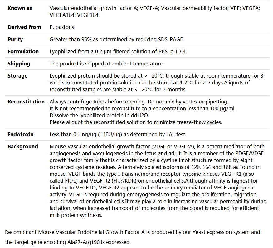 Recombinant Mouse VEGF-A164/Vascular endothelial growth factor A,索莱宝,P00145-50ug