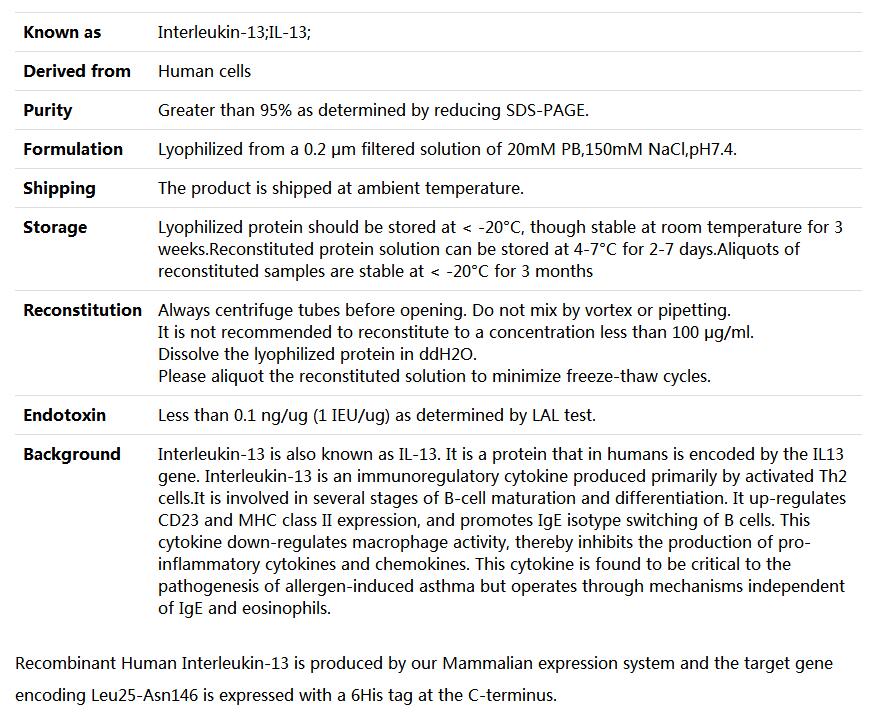 Recombinant Human IL-13,索莱宝,P00131-10ug