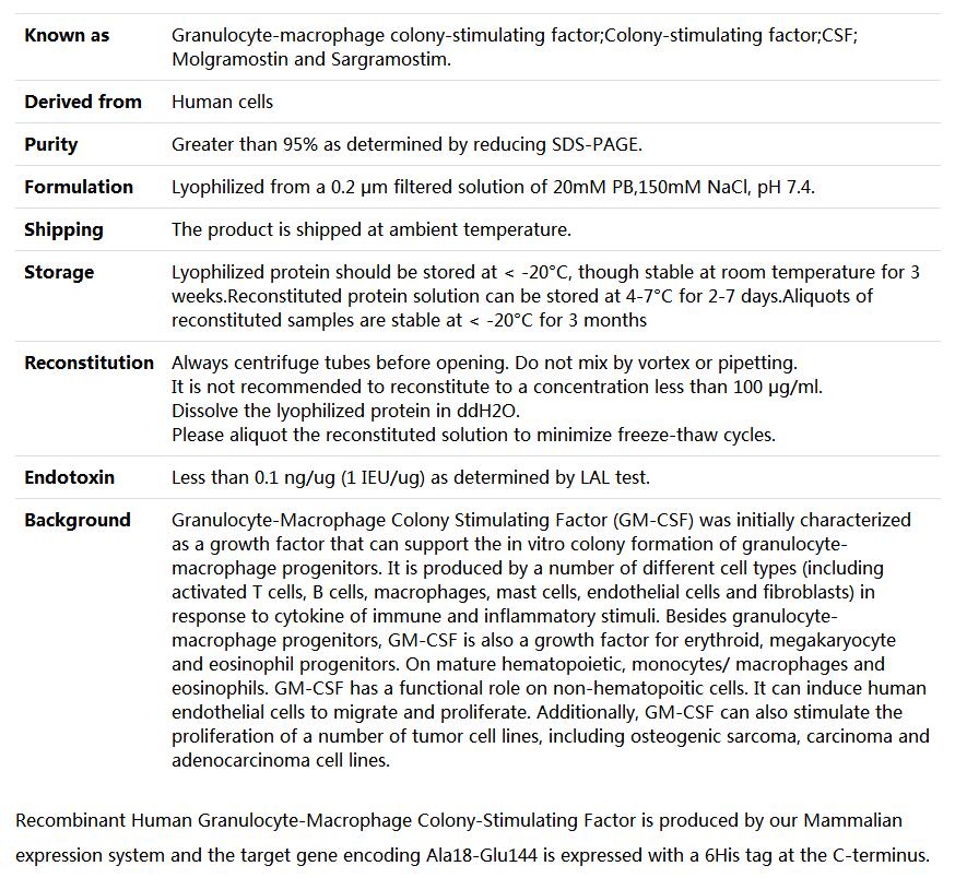 Recombinant Human GM-CSF/CSF2,索莱宝,P00130-1mg