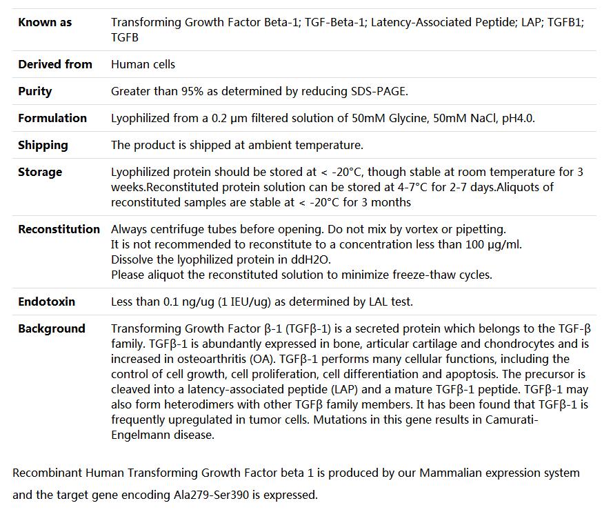 Recombinant Human TGF-beta 1/TGFB1,索莱宝,P00121-50ug