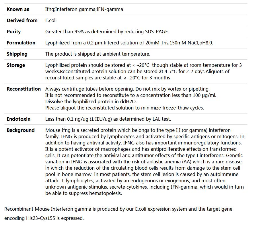 Recombinant Mouse IFN-gamma/IFNγ,索莱宝,P00106-10ug