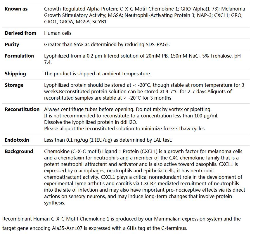 Recombinant Human CXCL1/GRO,索莱宝,P00098-500ug
