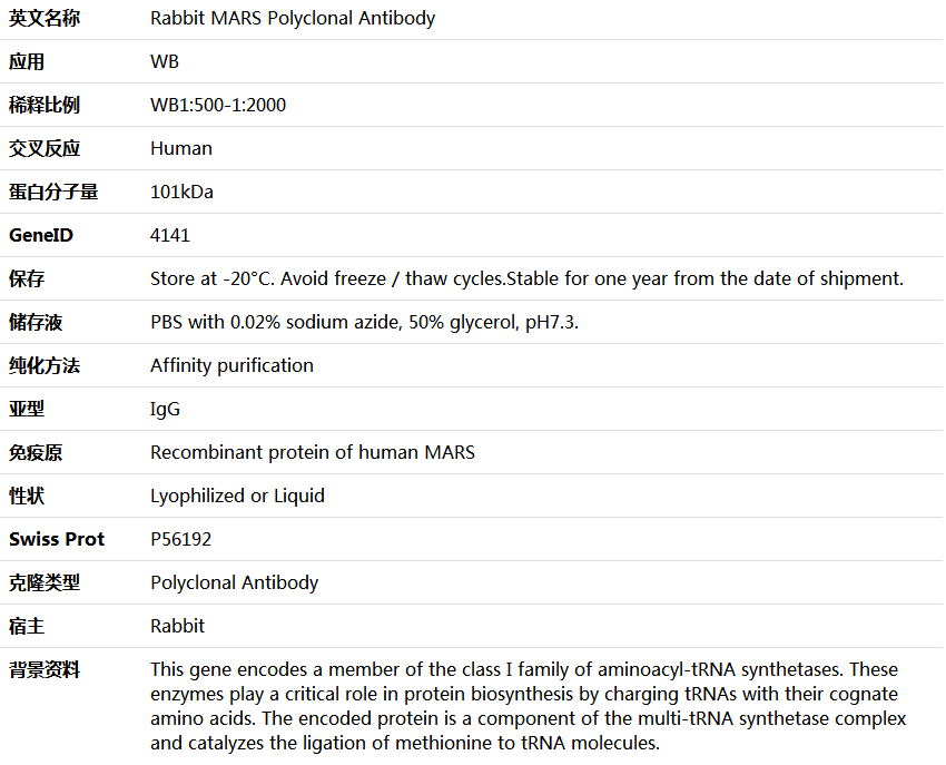MARS Antibody,索莱宝,K006119P-100ul