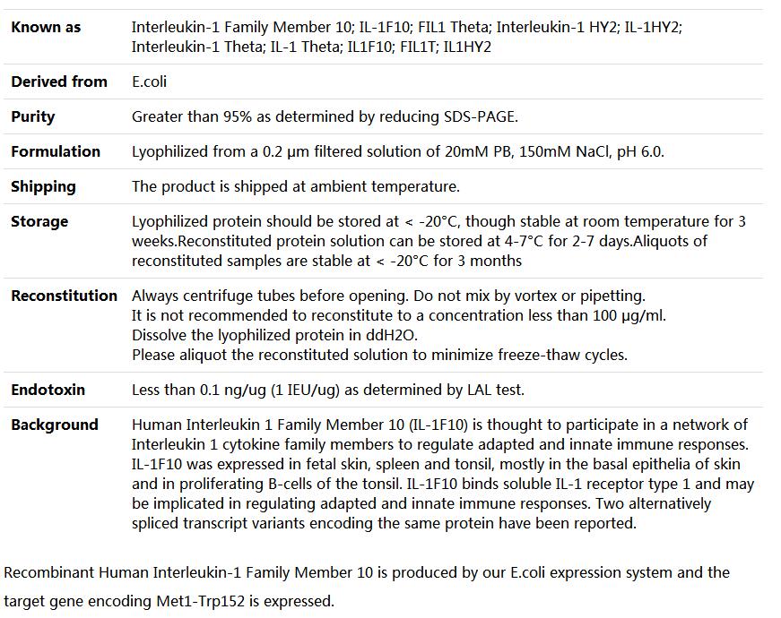 Recombinant Human IL-1F10/IL-1HY2,索莱宝,P00061-50ug