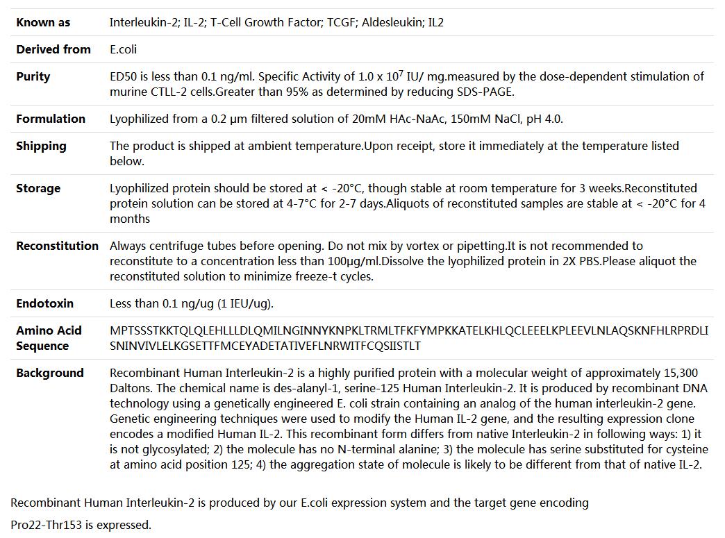 Recombinant Human IL-2,索莱宝,P00020-500ug