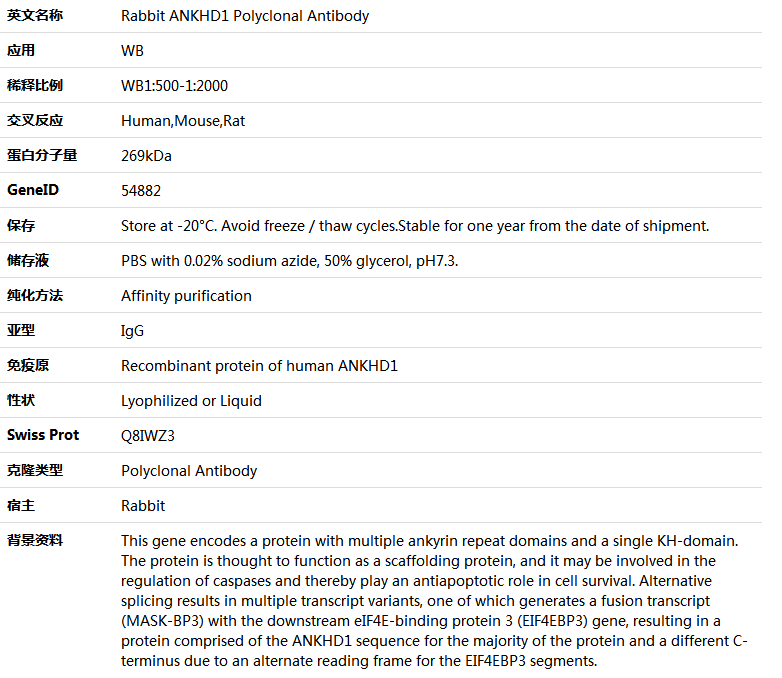 ANKHD1 Antibody,索莱宝,K005714P-50ul