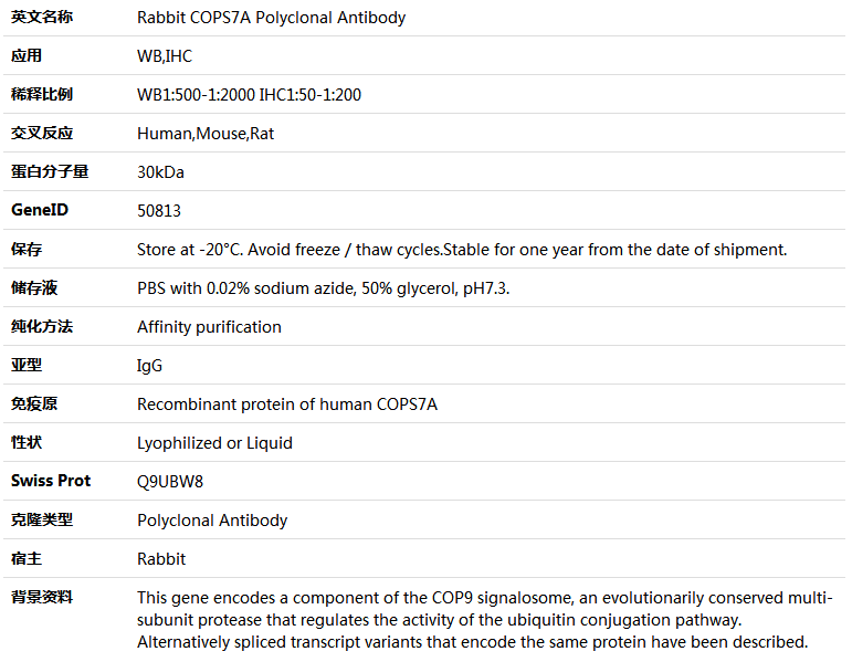 COPS7A Antibody,索莱宝,K005711P-100ul