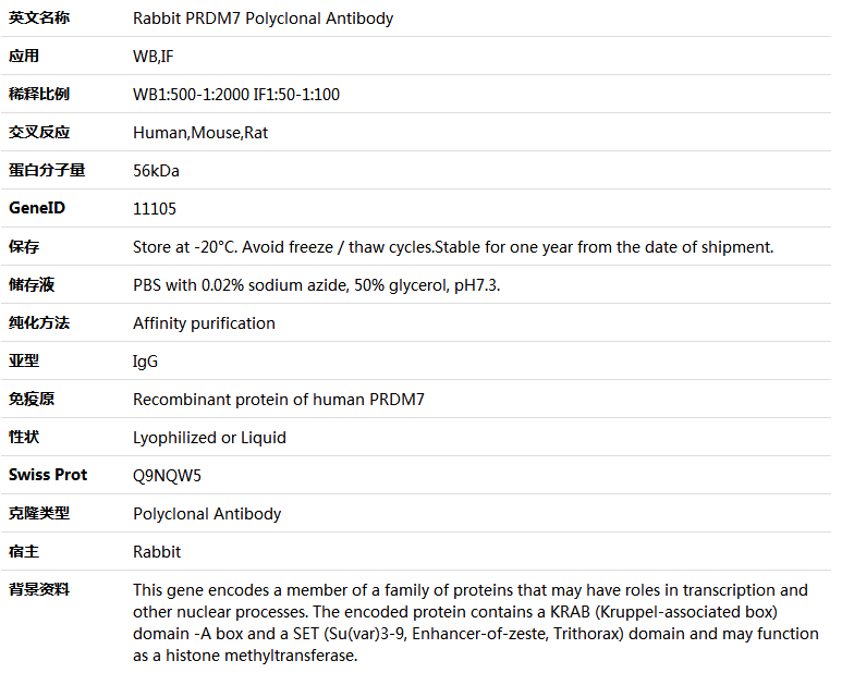 PRDM7 Antibody,索莱宝,K005586P-50ul