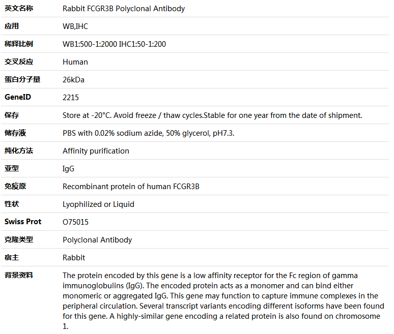 FCGR3B Antibody,索莱宝,K005536P-100ul