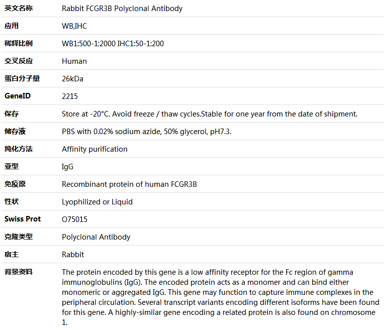 FCGR3B Antibody,索莱宝,K005536P-50ul