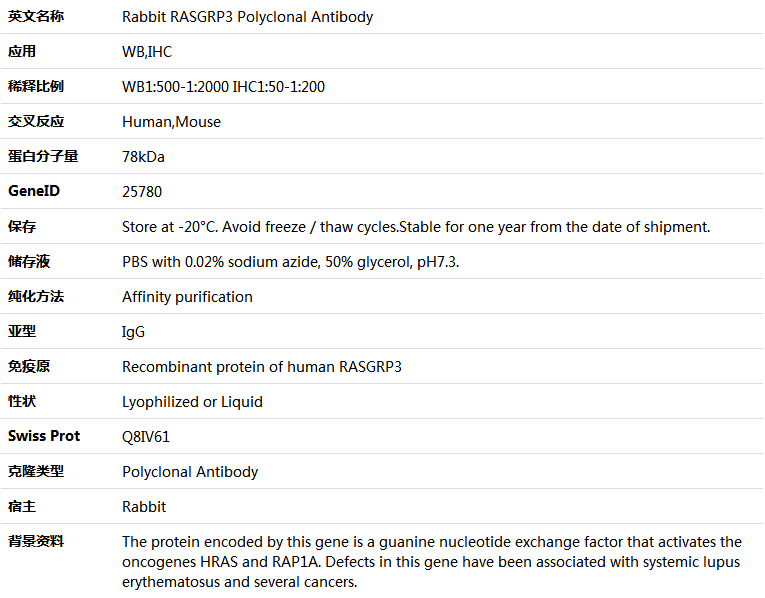 RASGRP3 Antibody,索莱宝,K005467P-100ul