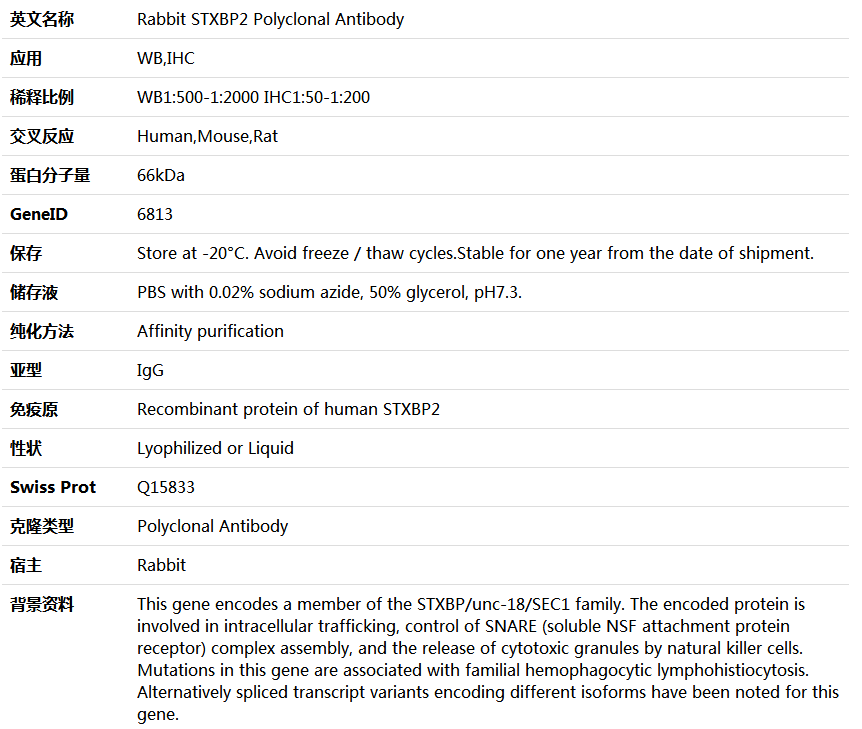 STXBP2 Antibody,索莱宝,K005425P-100ul