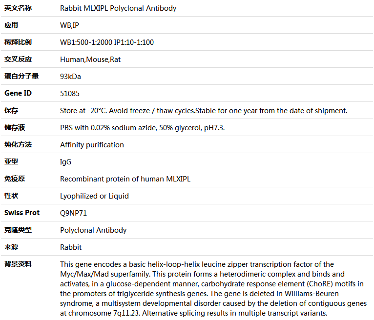 MLXIPL Antibody,索莱宝,K005353P-50ul