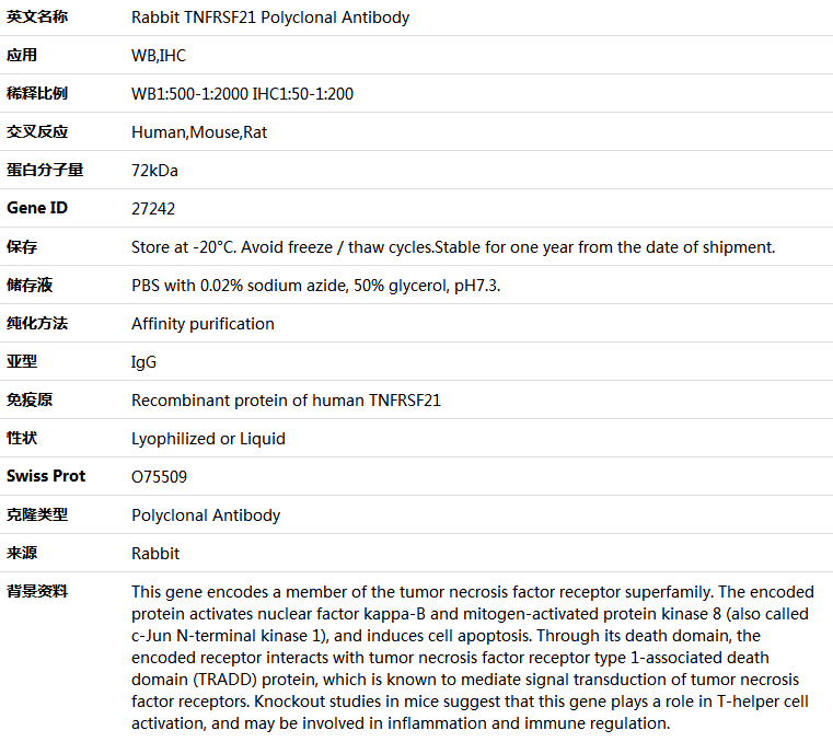 TNFRSF21 Antibody,索莱宝,K005207P-100ul