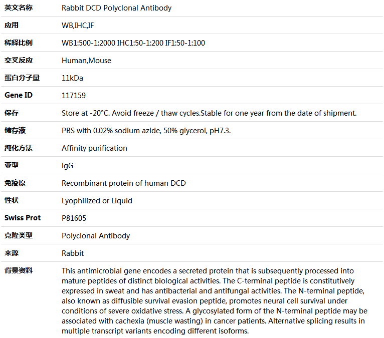 DCD Antibody,索莱宝,K005134P-100ul