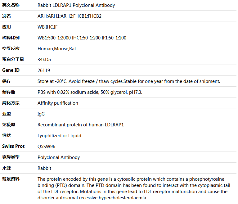 LDLRAP1 Antibody,索莱宝,K005005P-50ul