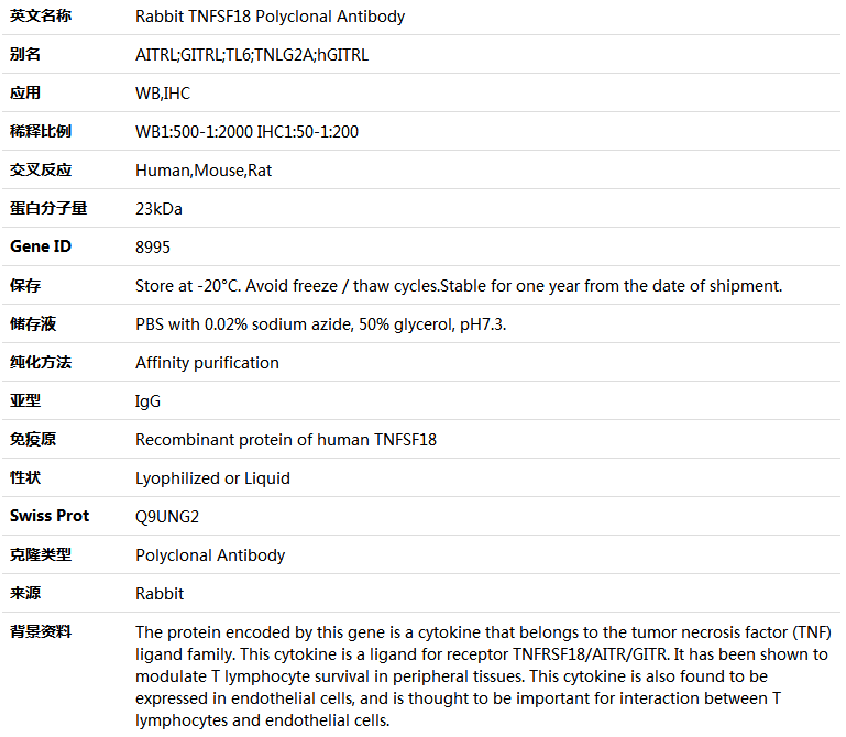 TNFSF18 Antibody,索莱宝,K004951P-100ul