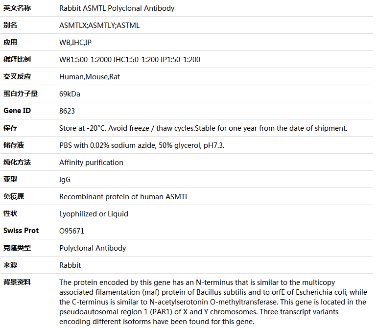 ASMTL Antibody,索莱宝,K004946P-100ul