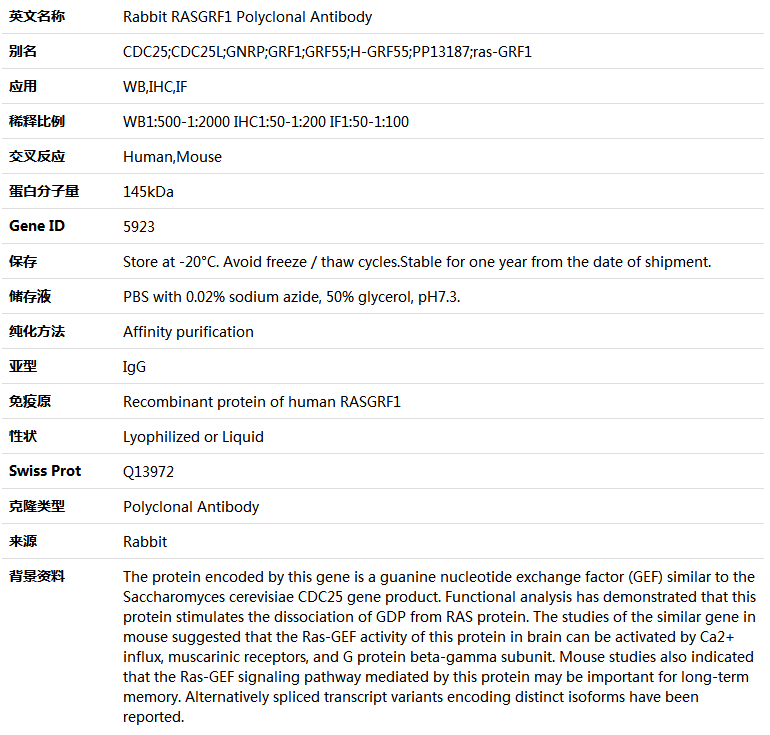 RASGRF1 Antibody,索莱宝,K004898P-50ul