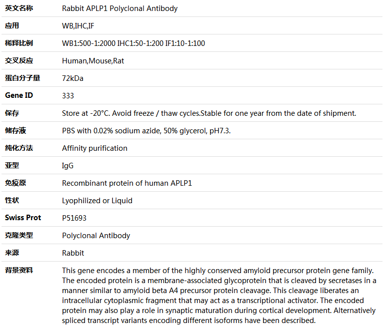 APLP1 Antibody,索莱宝,K004829P-50ul