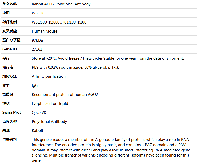 AGO2 Antibody,索莱宝,K004805P-100ul